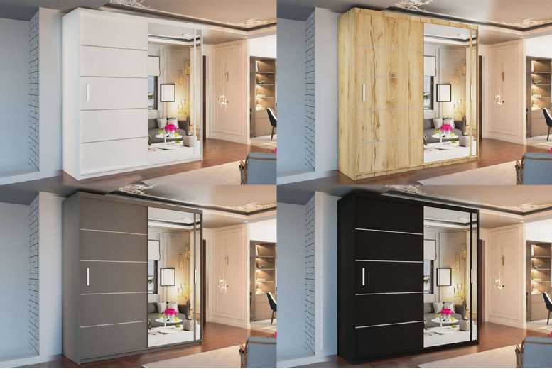 Contemporary MDF Sliding Door Wardrobe – Space-Saving Bedroom Storage, Adjustable Shelves, Multiple Sizes & Colours | Wowcher