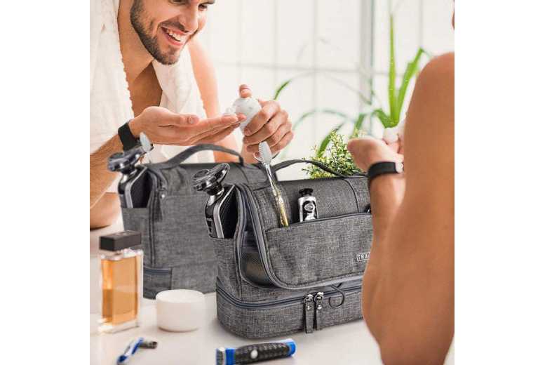 Unisex Blue Oxford Cloth Hanging Travel Toiletry & Cosmetic Bag – Compact, Dual-Layer, Water-Resistant Organiser | Wowcher