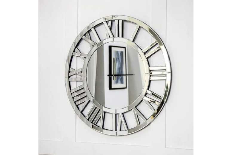 Elegant Silver Glass Mirrored Wall Clock – Modern Wall Art with Large Roman Numerals | Wowcher Elegant Silver Glass Mirrored Wall Clock – Modern Wall Art with Large Roman Numerals | Wowcher