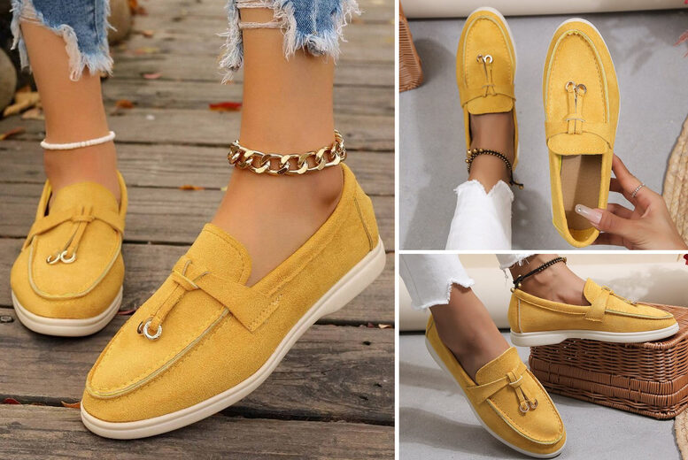 Brown Women’s Faux Suede Slip-On Flat Loafers – Casual Comfort Shoes in 7 Colours | Wowcher