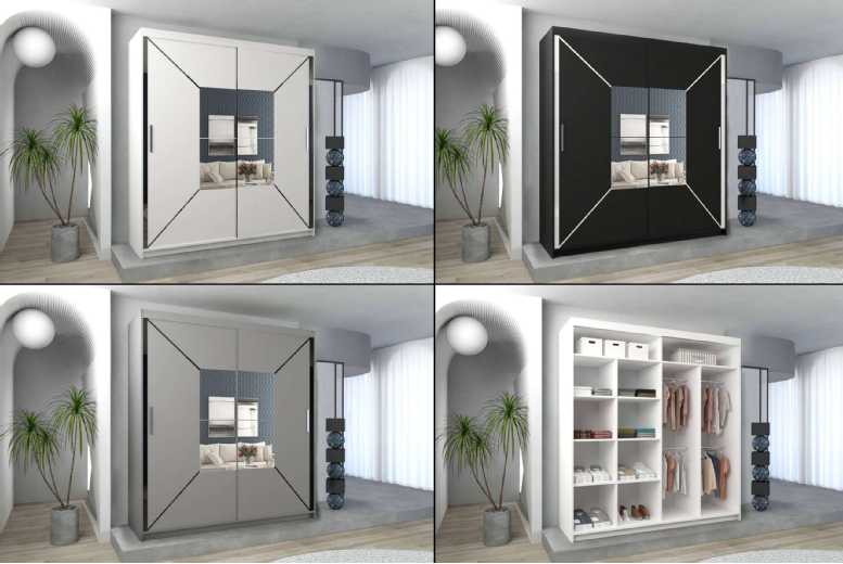 Chic Sliding Door Wardrobe – Modern Bedroom Storage, Adjustable Shelves, Space-Saving Design, Multiple Widths | Wowcher Chic Sliding Door Wardrobe – Modern Bedroom Storage, Adjustable Shelves, Space-Saving Design, Multiple Widths | Wowcher