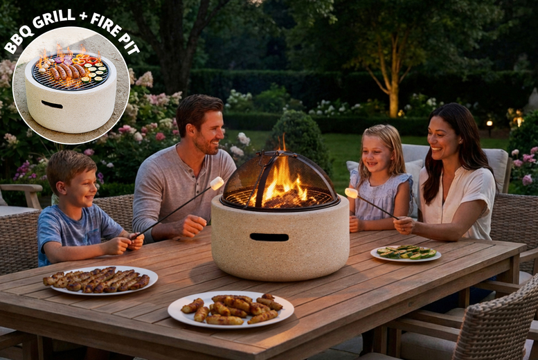 PRICE DROP! 18" Multifunctional Steel BBQ Grill & Fire Pit - Portable Outdoor Heater | Wowcher