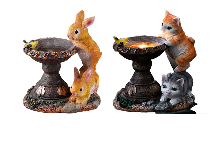 Charming Solar Outdoor Animal Bird Bath – Adorable Rabbit or Cat Design | Wowcher Charming Solar Outdoor Animal Bird Bath – Adorable Rabbit or Cat Design | Wowcher
