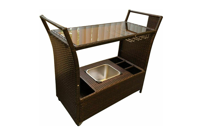 Weather-Resistant Rattan Trolley Garden Bar – Portable Outdoor Drinks Station | Wowcher Weather-Resistant Rattan Trolley Garden Bar – Portable Outdoor Drinks Station | Wowcher