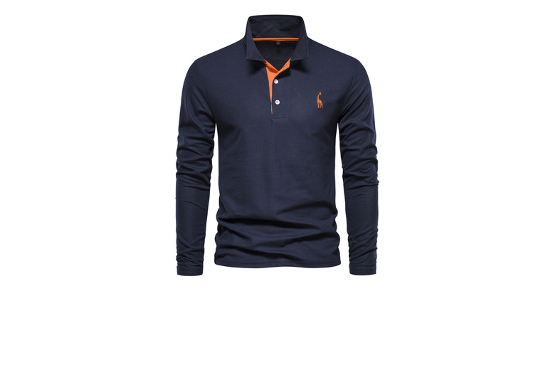 Men’s Long Sleeve Cotton Polo Shirt – Breathable, Moisture-Wicking, Regular Fit | Wowcher