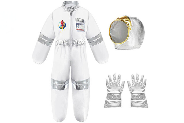 Kids Astronaut Jumpsuit Halloween & World Book Day Costume – Ages 2-12, Includes Hat & Gloves | Wowcher