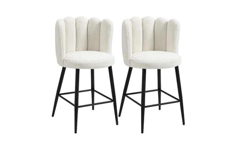 Set of 2 Faux Cashmere Upholstered Breakfast Bar Stools! | Wowcher Set of 2 Faux Cashmere Upholstered Breakfast Bar Stools! | Wowcher