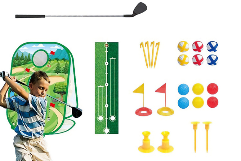 Kid’s 3in1 Golf Putting Training Kit – Ages 3-8, Outdoor Sports Toy, Portable Playset | Wowcher