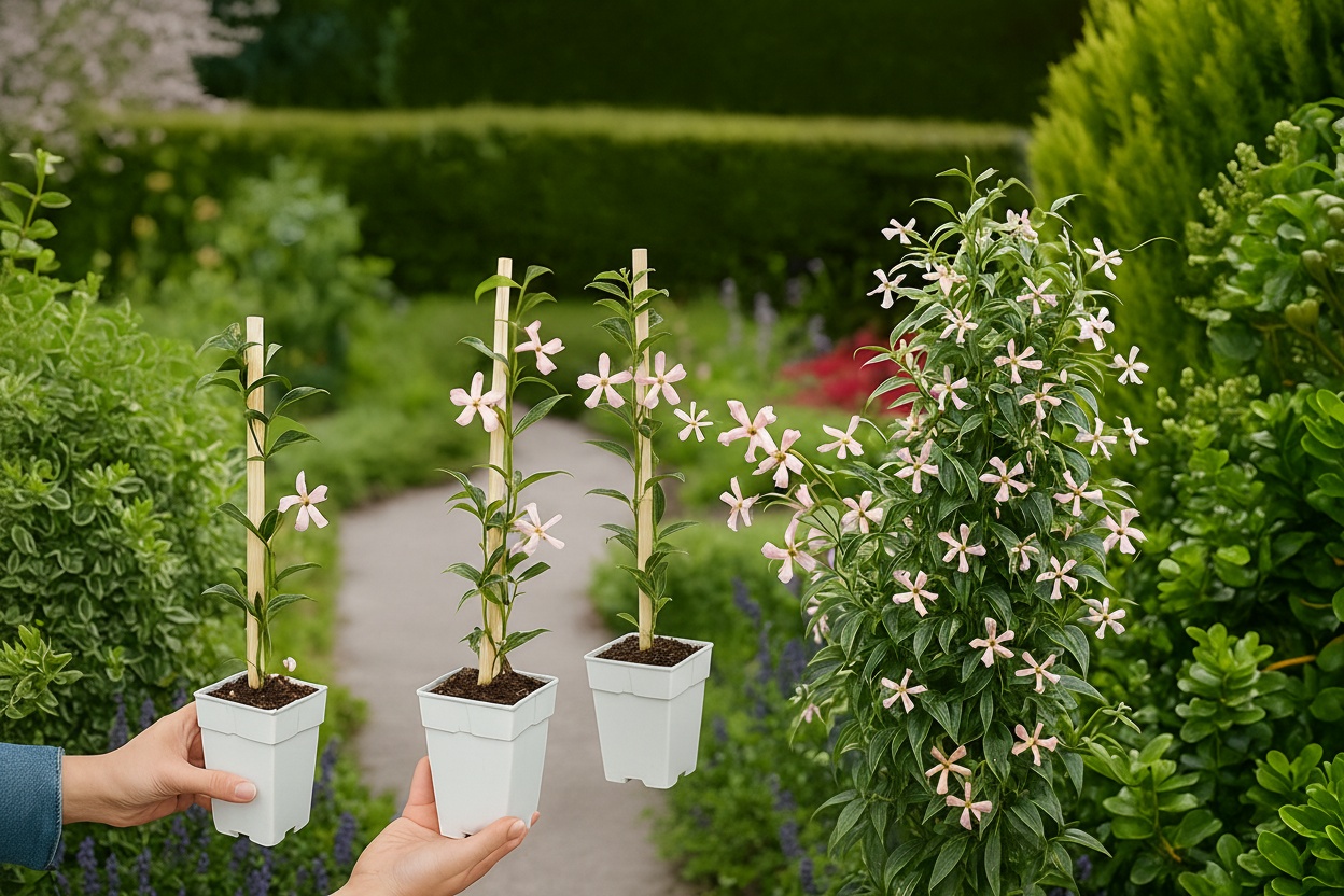 Jasmine Star of Milano Evergreen Climbing Plant - Variegated, Fragrant, 3m | Wowcher