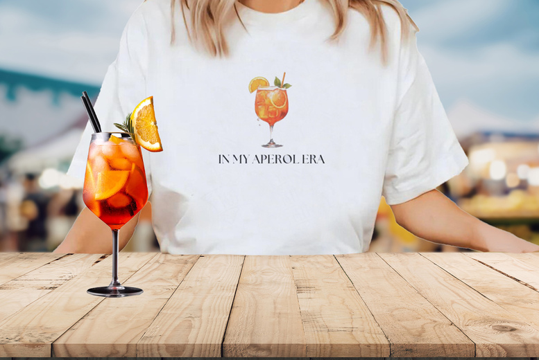 Unisex Black ‘In My Aperol Era’ Printed Summer T-Shirt | Wowcher
