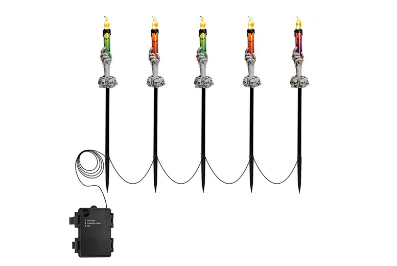 Solar LED Skull Path Lights – Waterproof Outdoor Halloween Lighting | Wowcher