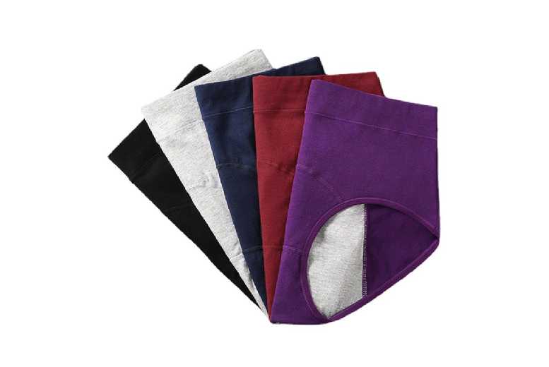 Black 5-Piece Women's Mid-Waist Menstrual Panty Set | Wowcher