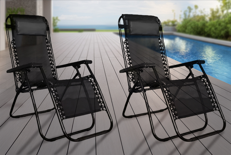 Zero Gravity Reclining Sun Lounger Set – Steel, Foldable, Weather-Resistant | Wowcher