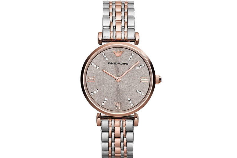 Emporio Armani AR1840 Ladies Quartz Watch - Rose Gold-Tone, Stainless Steel, 32mm, Water-Resistant | Wowcher