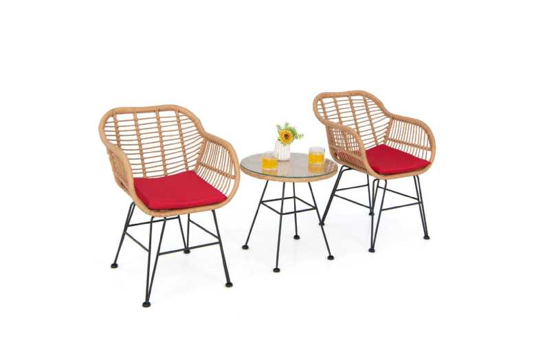 3 Pieces Weather-Resistant Rattan Patio Bistro Set