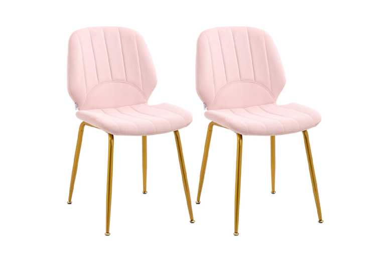 Elegant Velvet Dining Chairs Set of 2 in Stunning Pink Elegant Velvet Dining Chairs Set of 2 in Stunning Pink