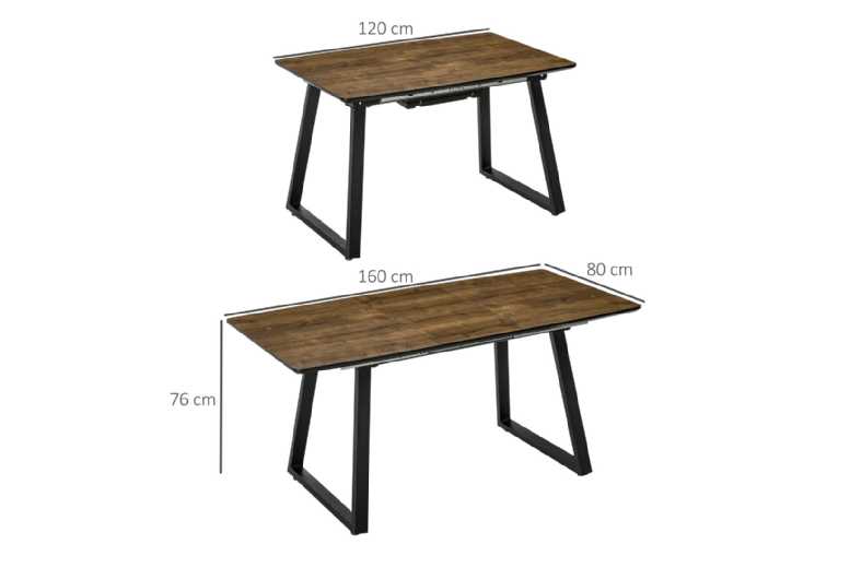 Extendable Wood Effect Dining Table – Metal Frame, 4-6 Seater, Contemporary Space-Saving | Wowcher Extendable Wood Effect Dining Table – Metal Frame, 4-6 Seater, Contemporary Space-Saving | Wowcher