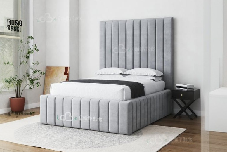 Iris Luxe Contemporary Upholstered Bed Frame with Optional Ottoman Storage – Double, King & Super King Sizes | Wowcher