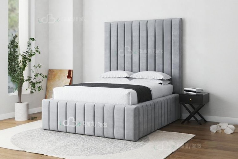 Iris Luxury Upholstered Bed Frame – Modern Wingless Double Bed with Optional Ottoman Storage | Wowcher