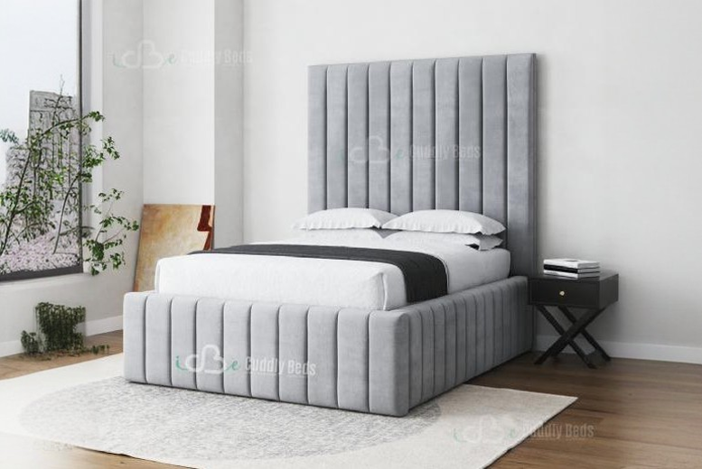 Elegant Iris Contemporary Upholstered Bed Frame with Ottoman Storage – Double or King Size, Minimalist Wingless Design | Wowcher