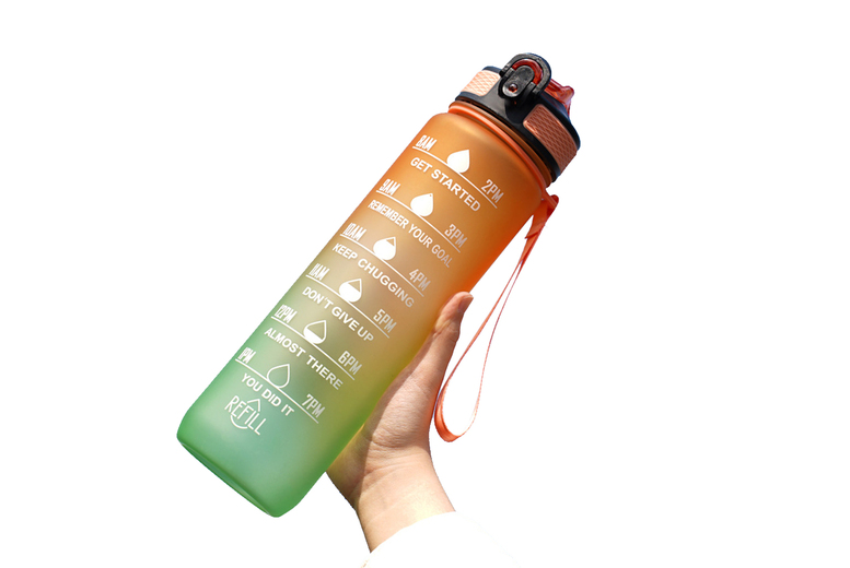 1L Sports Hydration Water Bottle – Leak-Proof, BPA-Free, Motivational Markings – 9 Colour Options | Wowcher