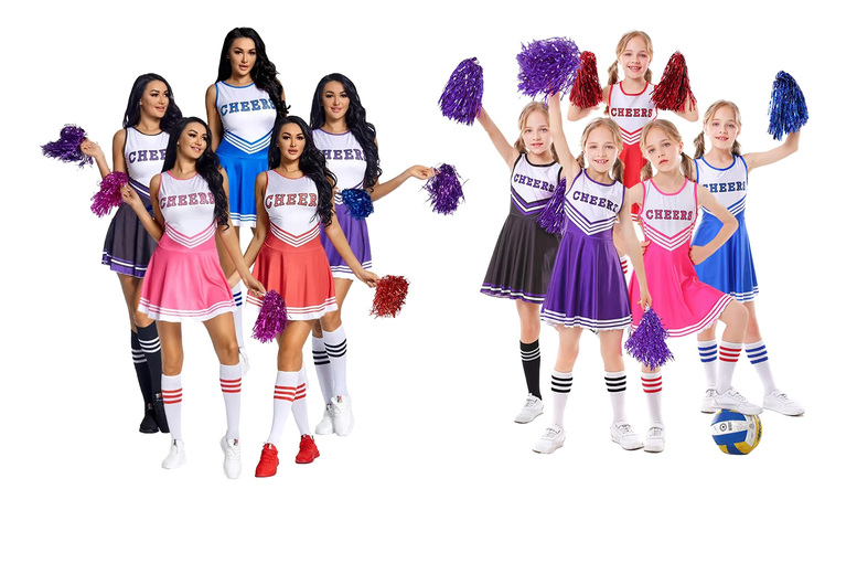 Cheerleader Costume Set – Kids & Adult Sizes, 5 Colours | Wowcher