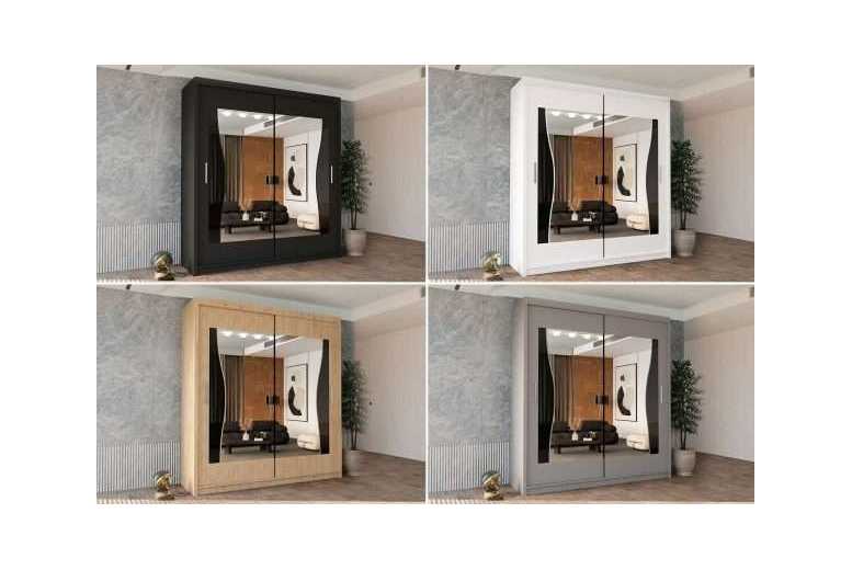 Contemporary Matt Finish Sliding Door Wardrobe – Adjustable Storage, Chrome Handles, Multiple Sizes | Wowcher