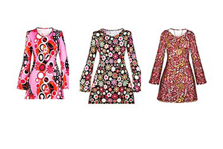 Black Women’s Retro Disco Dress with Headband & Earrings – 6 Sizes & 3 Styles | Wowcher