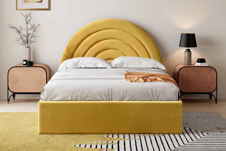 Boucle Crescent Ottoman Storage Bed – 2 Sizes | Wowcher Boucle Crescent Ottoman Storage Bed – 2 Sizes | Wowcher