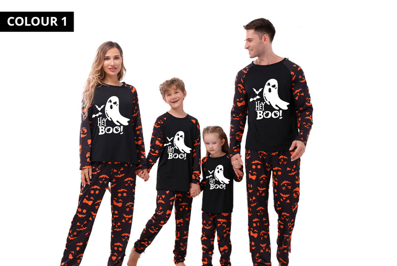 Unisex Black Glow-in-the-Dark Family Summer Pyjama Sets – Lightweight, Breathable, Versatile Loungewear for All Ages | Wowcher