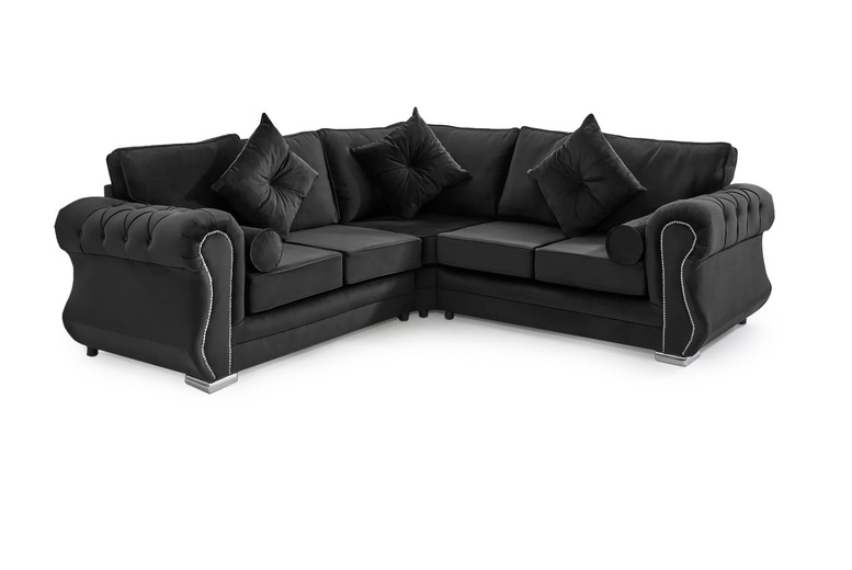Falcon Plush Velvet Corner Sofa – Modern L-Shaped 4-Seater, Diamond Detail, Multiple Colours | Wowcher Falcon Plush Velvet Corner Sofa – Modern L-Shaped 4-Seater, Diamond Detail, Multiple Colours | Wowcher