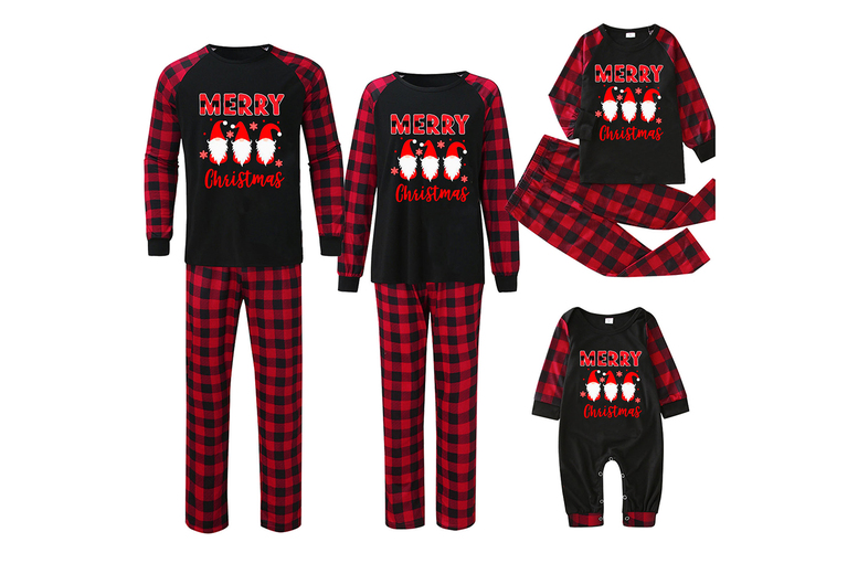 Unisex Black Lightweight Family Pyjama Sets – Breathable Cotton Blend, 7 Colours, Classic Festive Style | Wowcher