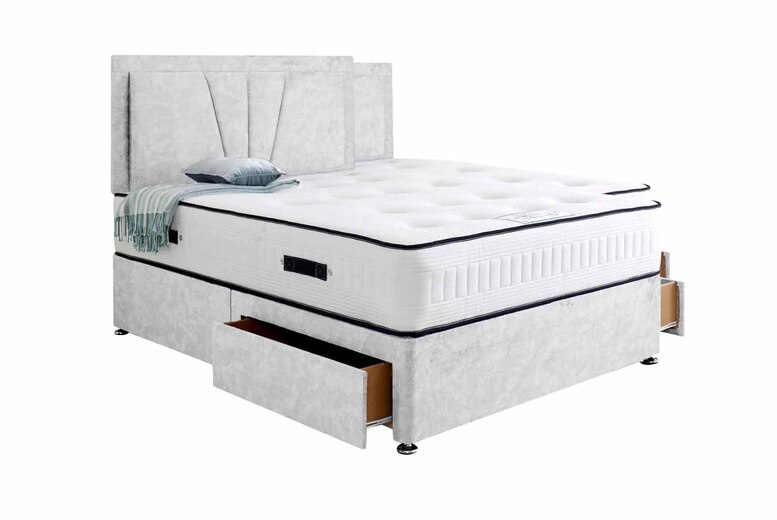 Luxury Vienna Divan Bed Set with Headboard in White + Optional Storage! Luxury Vienna Divan Bed Set with Headboard in White + Optional Storage!