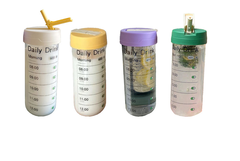 700ml Borosilicate Glass Water Bottle – Leakproof, BPA-Free, Time Markers, 4 Colours | Wowcher