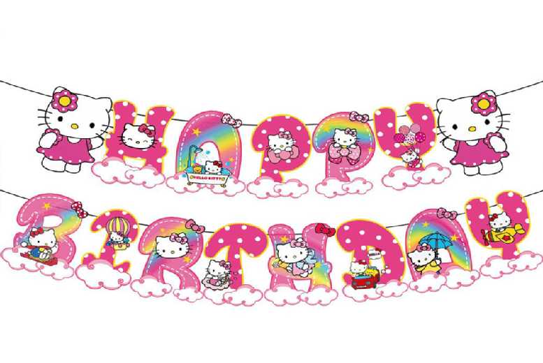 Hello Kitty  DIY Party Decor Kit – Eco-Friendly Paper, Complete Set for Birthdays & Events | Wowcher