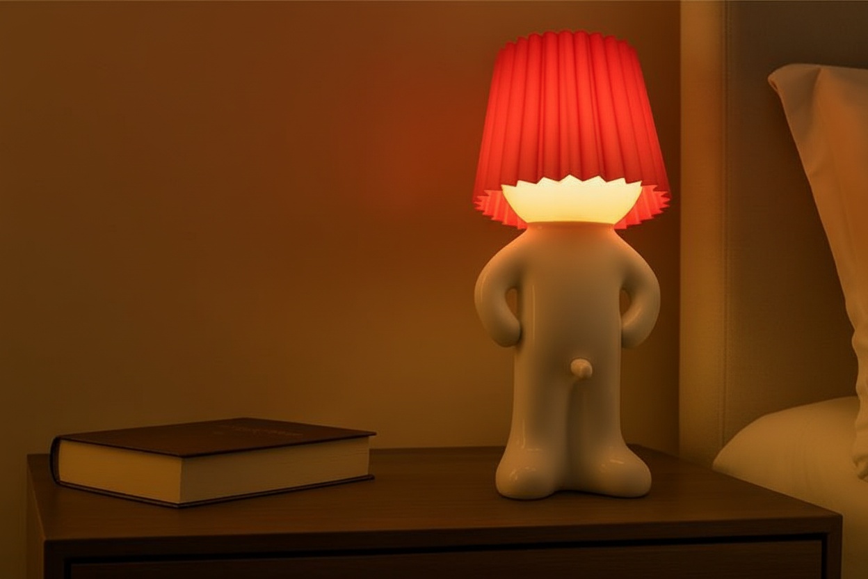Novelty Shy Man LED Table Lamp - Eight Colour Options, Modern Art Deco Style | Wowcher