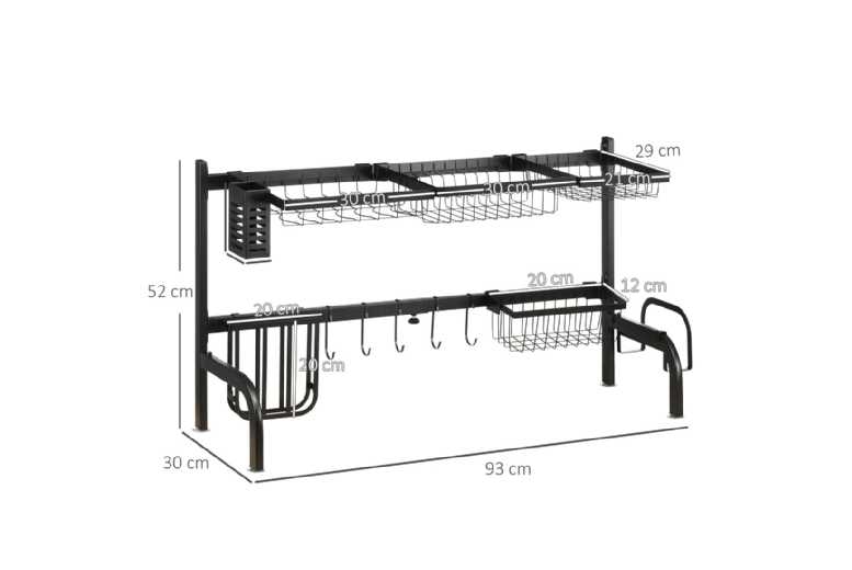 Space-Saving 2-Tier Over-the-Sink Dish Drainer Rack – Adjustable Heavy-Duty Steel Kitchen Organiser | Wowcher Space-Saving 2-Tier Over-the-Sink Dish Drainer Rack – Adjustable Heavy-Duty Steel Kitchen Organiser | Wowcher