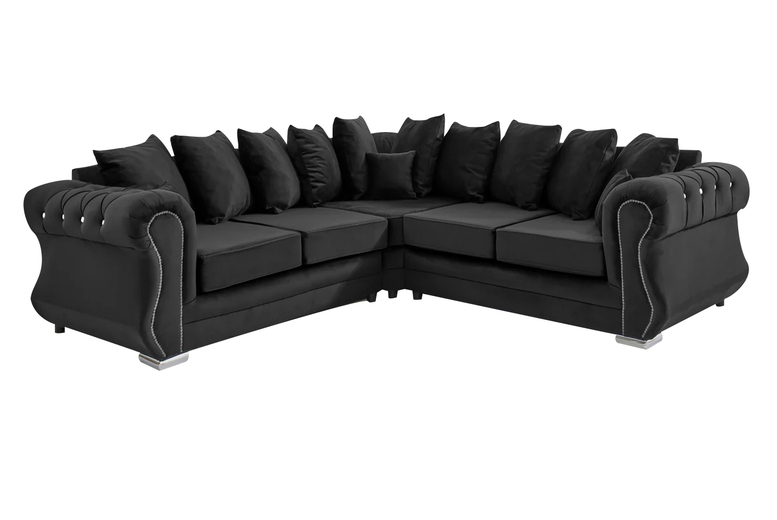 Falcon Plush Velvet Corner Sofa & Armchair – Diamond Detail, Scatterback, 6 Colours, Modern Living Room | Wowcher Falcon Plush Velvet Corner Sofa & Armchair – Diamond Detail, Scatterback, 6 Colours, Modern Living Room | Wowcher