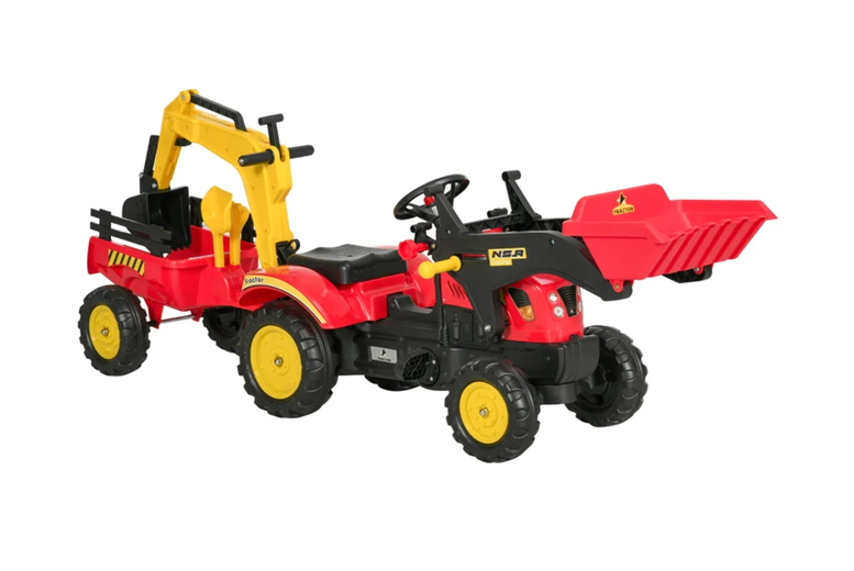 Kids Excavator Tractor Ride-On Toy Car – Red & Yellow Kids Excavator Tractor Ride-On Toy Car – Red & Yellow