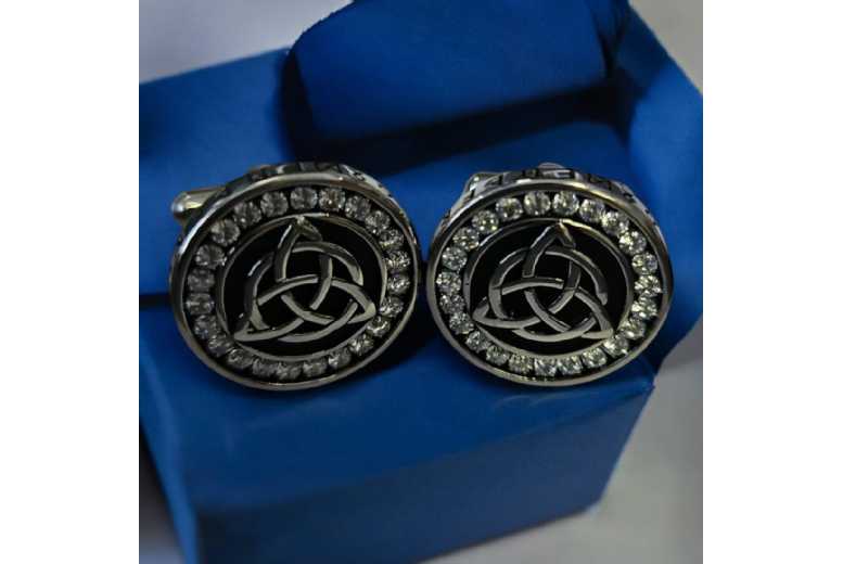 Men’s Stainless Steel Trinity Celtic Crystal Cufflinks – Classic Business & Wedding Accessory | Wowcher