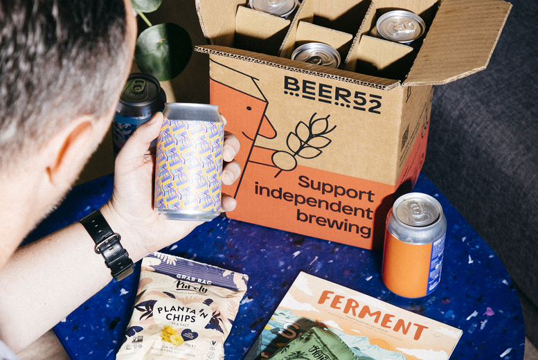 Beer52 Craft Beer Hamper – 8 Cans, 2 Snacks & Ferment Magazine – Food Gift Hampers from Beer52 | Wowcher