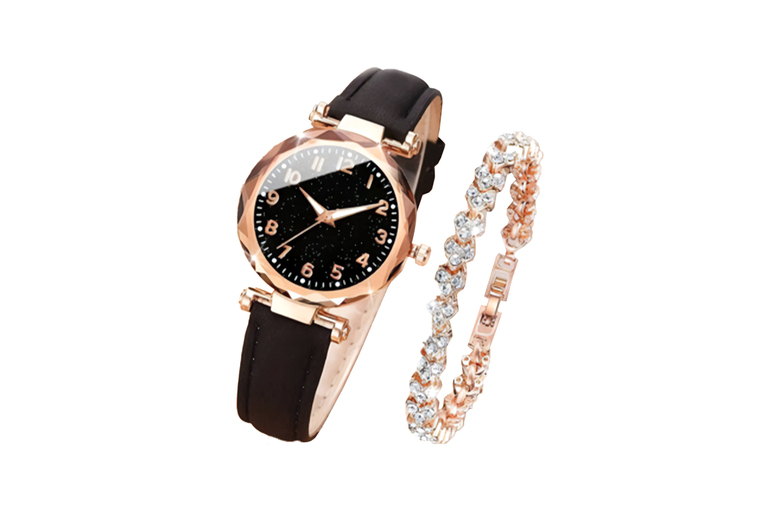 Women’s Quartz Analog Watch – Luxury PU Leather Band, Classic Round Case, Precise Movement | Wowcher