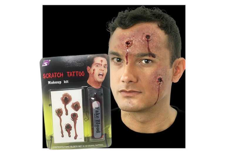 Spook-tacular Scratch Tattoo Makeup Kit – Halloween Costume Accessory for Teens & Adults | Wowcher