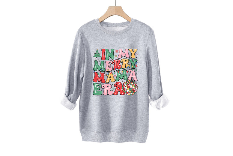 ‘In My Christmas Era’ Novelty Christmas Jumper – Soft Polyester Blend, Oversized Fit, Unisex, 5 Colours, UK4-UK16 | Wowcher