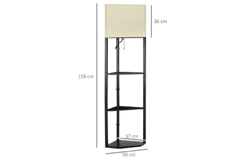 Stylish Black Corner Floor Lamp with Shelves | Wowcher