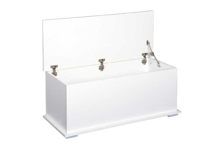 White Chipboard Storage Chest Trunk – Heavy-Duty Space-Saving Box, 100cm, Modern Minimalist | Wowcher