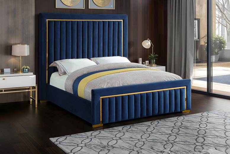 Atmosphere Gold Line Plush Bed Frame – 6 Colours | Wowcher