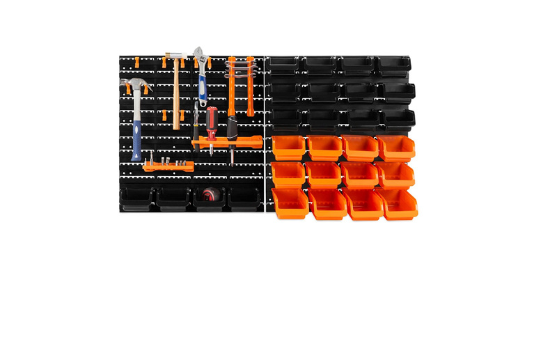44pc Modular Pegboard Shelf Tool Organiser - Wall-Mounted Plastic Garage Storage | Wowcher