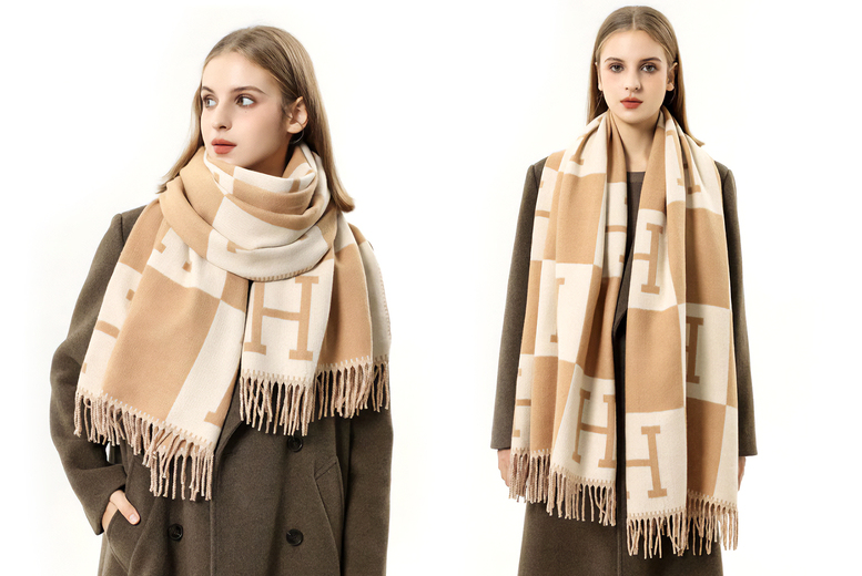 Unisex Grey Designer  Warm Winter Shawl – 5 Colours | Wowcher