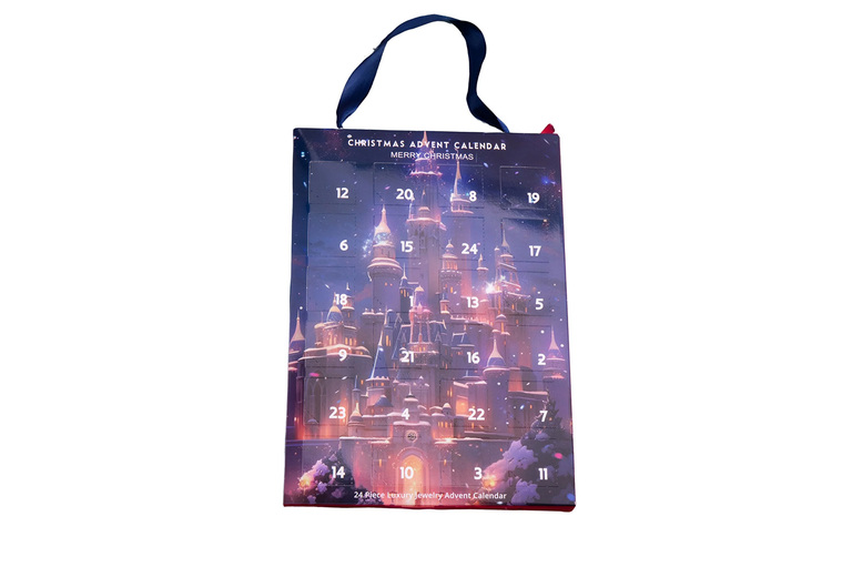 24-Piece Christmas Jewellery Advent Calendar Set with Moissanite Diamond Necklace – Rhodium-Plated, Festive Collection | Wowcher